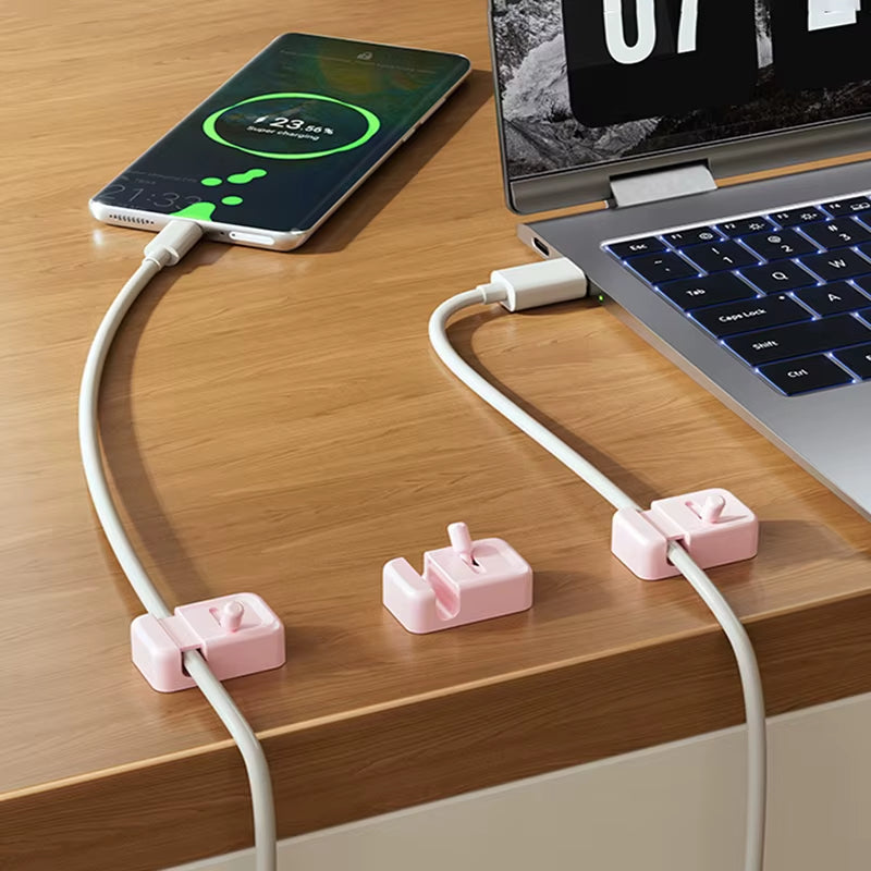 3PCS Desk Cable Organizer Mini Self-Adhesive Switch Type Cable Clips Durable Cable Holder Clips Fixed Desktop Cord Holder