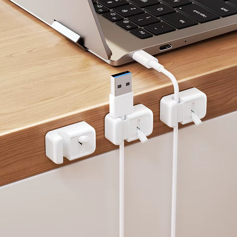 3PCS Desk Cable Organizer Mini Self-Adhesive Switch Type Cable Clips Durable Cable Holder Clips Fixed Desktop Cord Holder